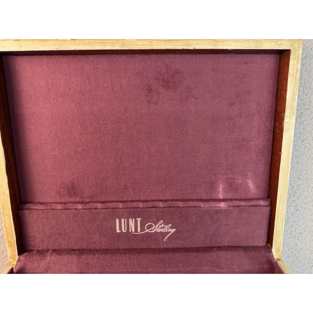 VTG Lunt Sterling Mahogany Flatware Chest Distressed Florentine Style w/ Drawer